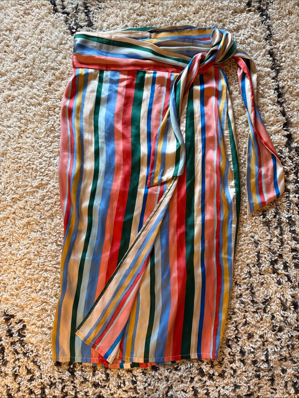 Vici Striped Midi Wrap Skirt in Multicolor